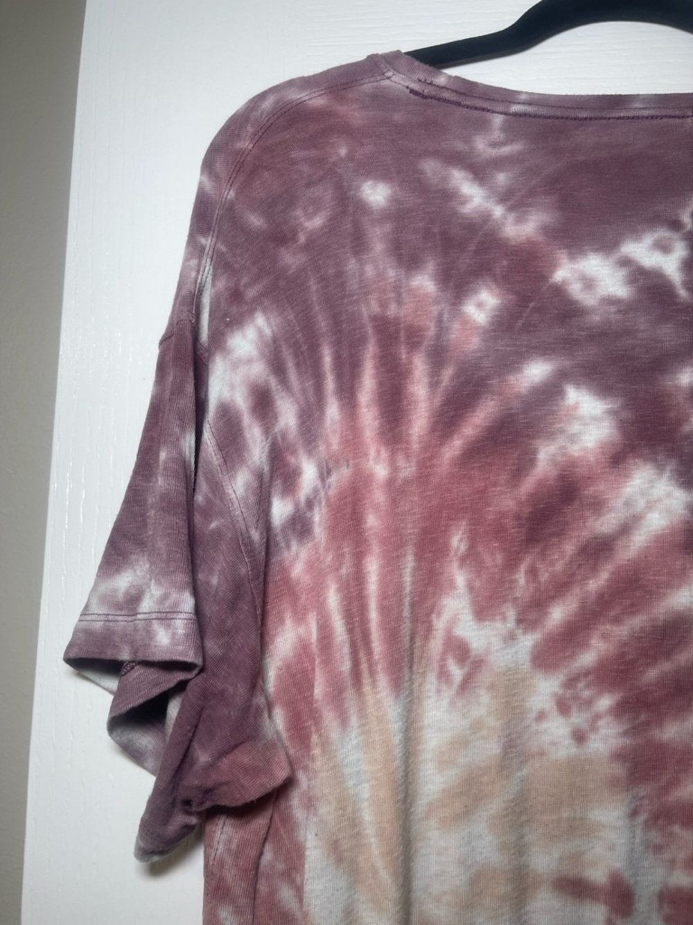 American Eagle Mauve Tie-Dye Short Sleeve Boho Hippie Hi Low Tee Size Large - Picture 5 of 13